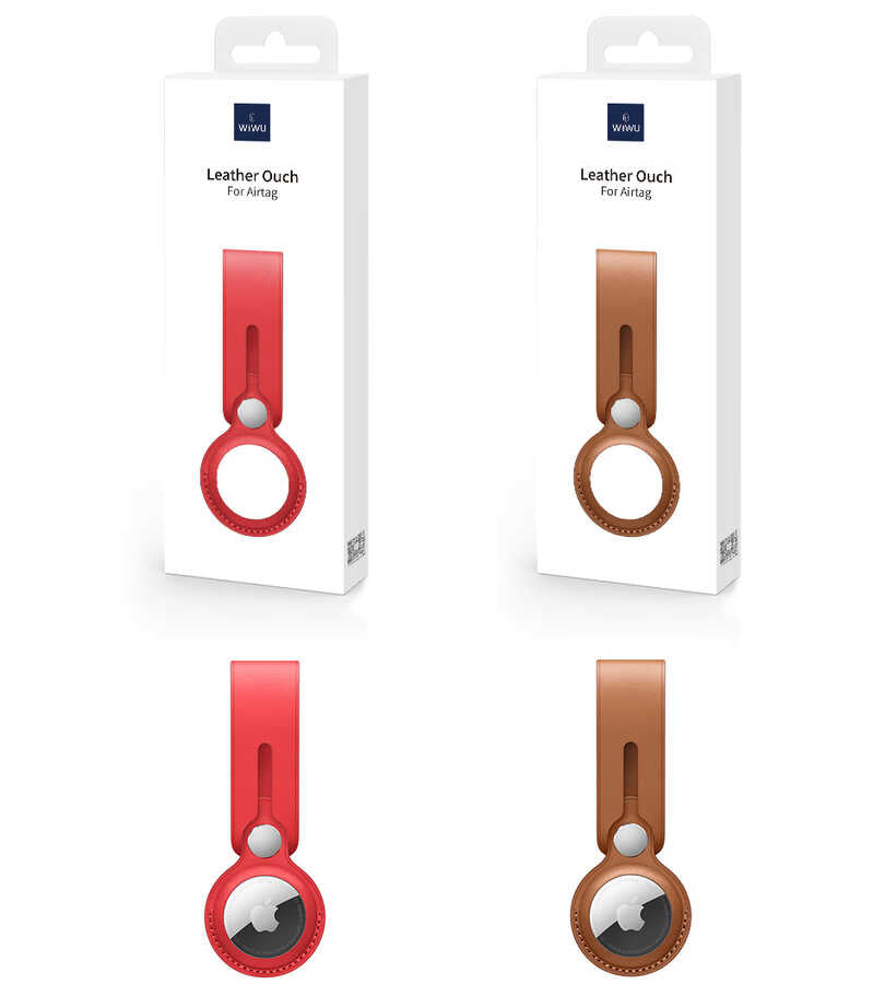 Wiwu Leather Ouch Airtag Anahtarlık Kahverengi