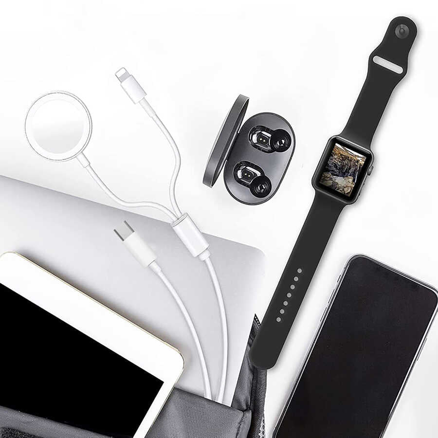 Wiwu M10 2 in 1 Wireless ve Lightning PD Şarj Kablosu Beyaz