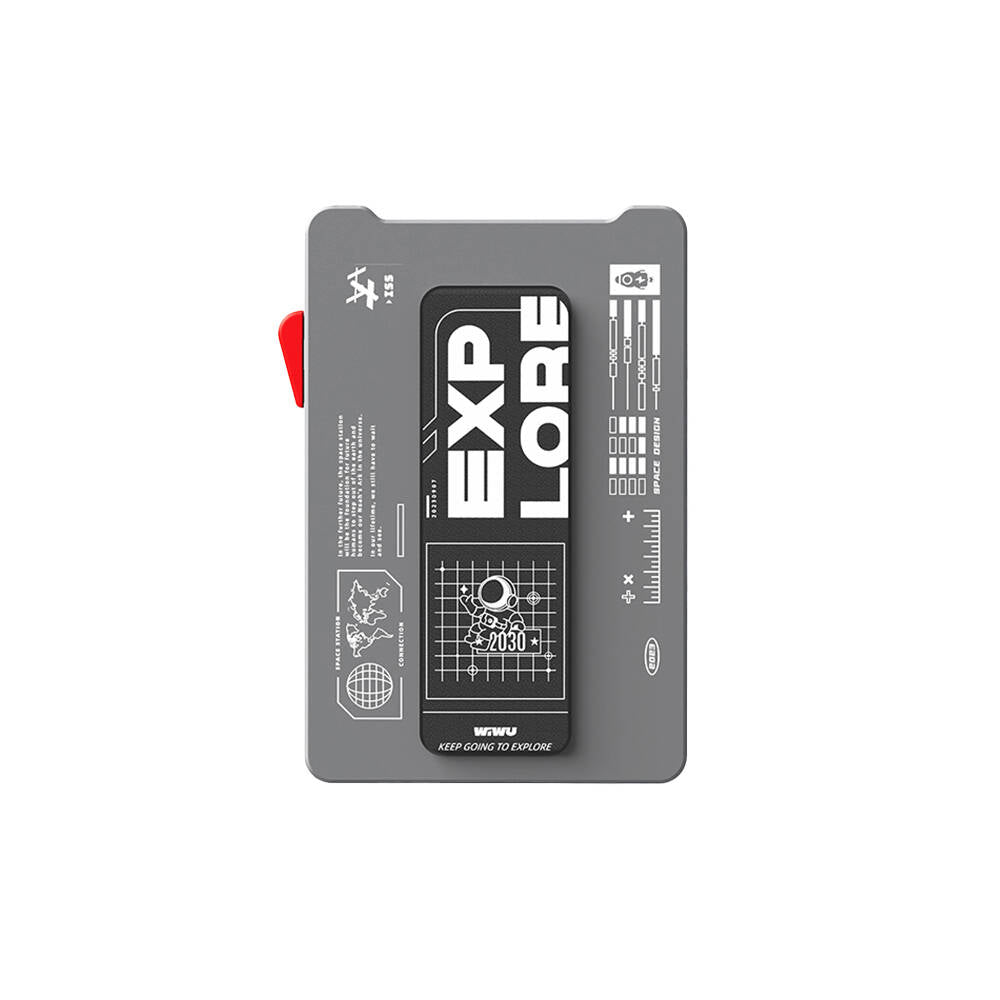 Wiwu MW-002 Pop-Up Buton Tasarımlı 6 Hazneli Magnetik Standlı Kartlık Gri