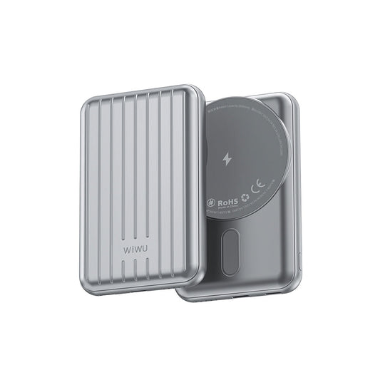 Wiwu PP02 Taşınabilir Wireless Şarj ve PD Hızlı Şarj Özellikli Powerbank 15W 5000mAh Gümüş