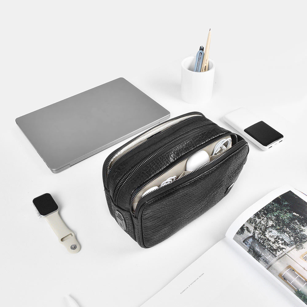 Wiwu Salem Serisi Parmak İzi Kilitli Çok Fonksiyonlu Taşınabilir Mobil Aksesuar Çantası Siyah