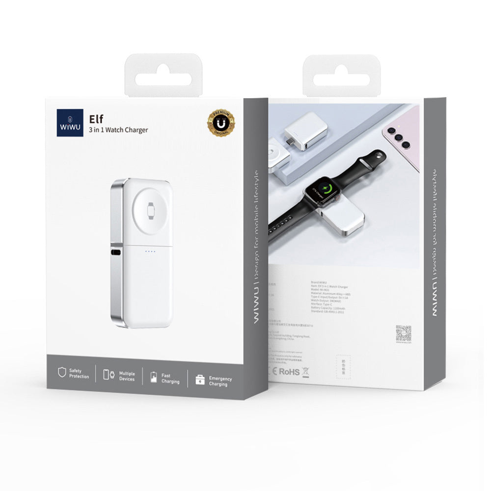 Wiwu Wi-M21 Elf Serisi 3in1 Mini Wireless Powerbank 1100mAh 3W Beyaz