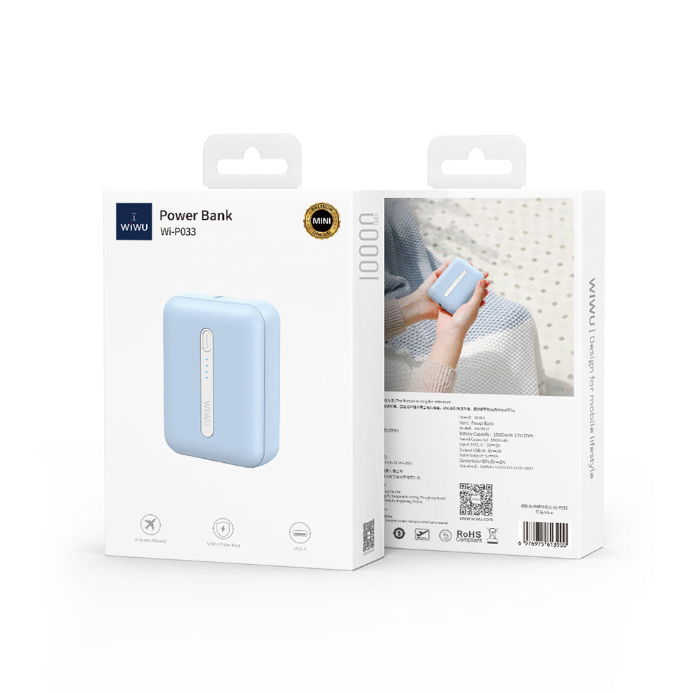 Wiwu Wi-P033 LED Işık Göstergeli Taşınabilir Mini Powerbank 10000mAh Mor