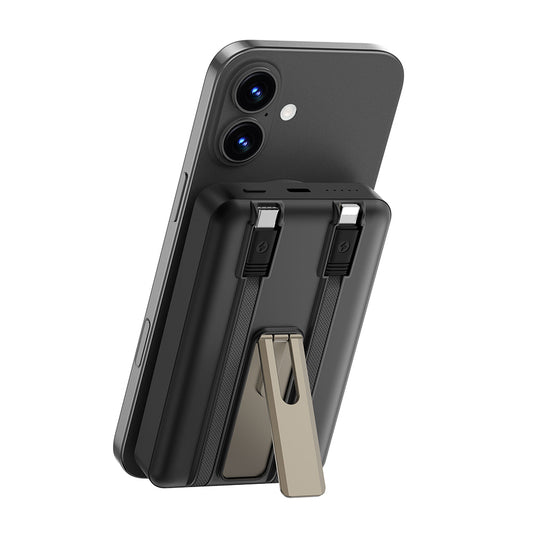 Wiwu Wi-P056 Taşınabilir Wireless Şarj ve PD Hızlı Şarj Özellikli Powerbank 15W 10000mAh Gri