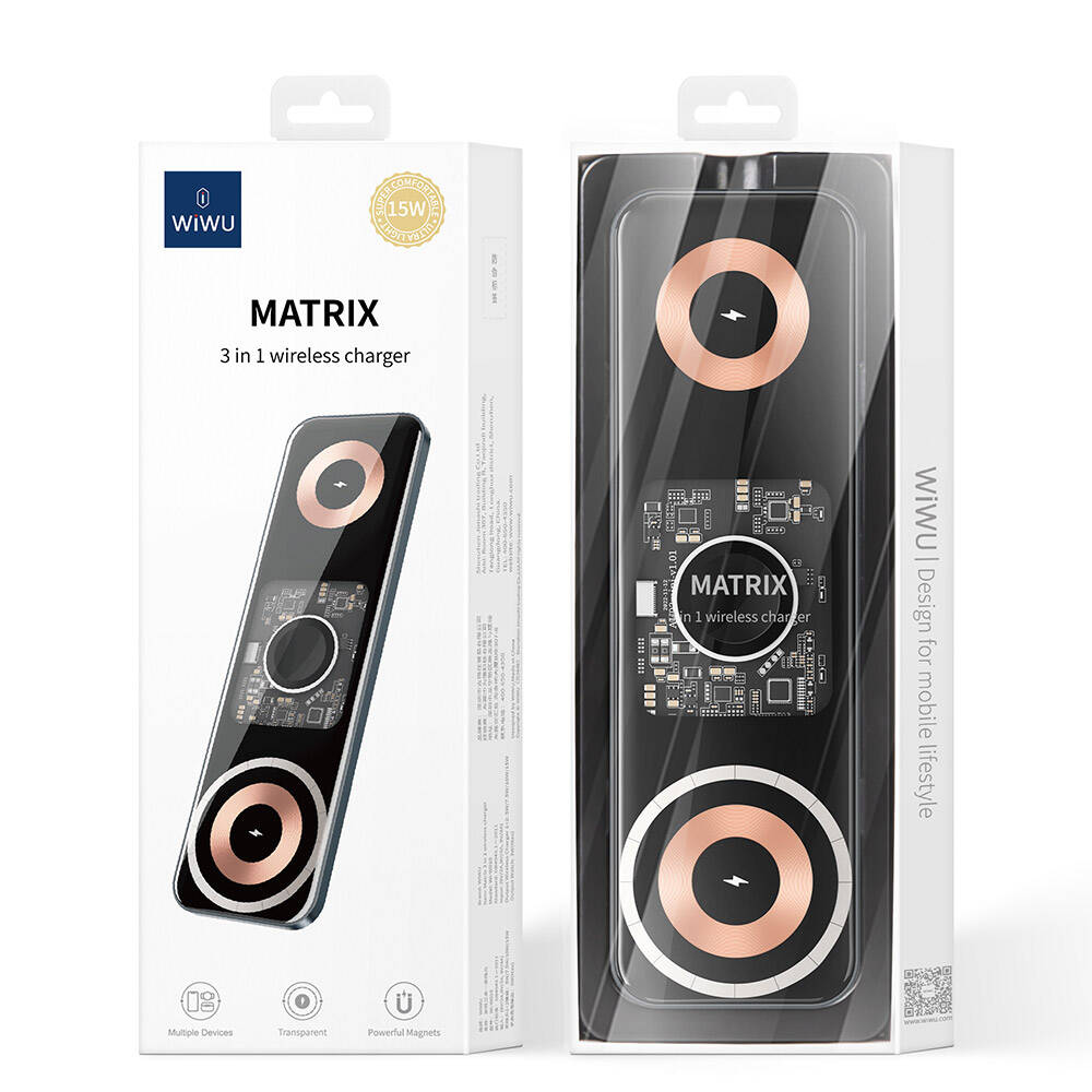 Wiwu Wi-W010 Matrix 3in1 Magnetik Kablosuz Şarj Standı Siyah