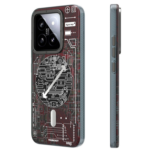 Xiaomi Mi 14 Kılıf M-safe Şarj Özellikli YoungKit Technology Serisi Kapak Mavi