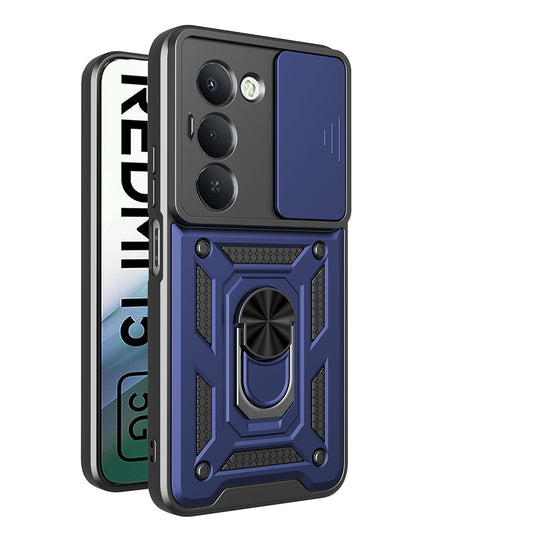 Xiaomi Redmi 15 Kılıf Magnetik Standlı Kamera Korumalı Zore Sürgülü Vega Kapak