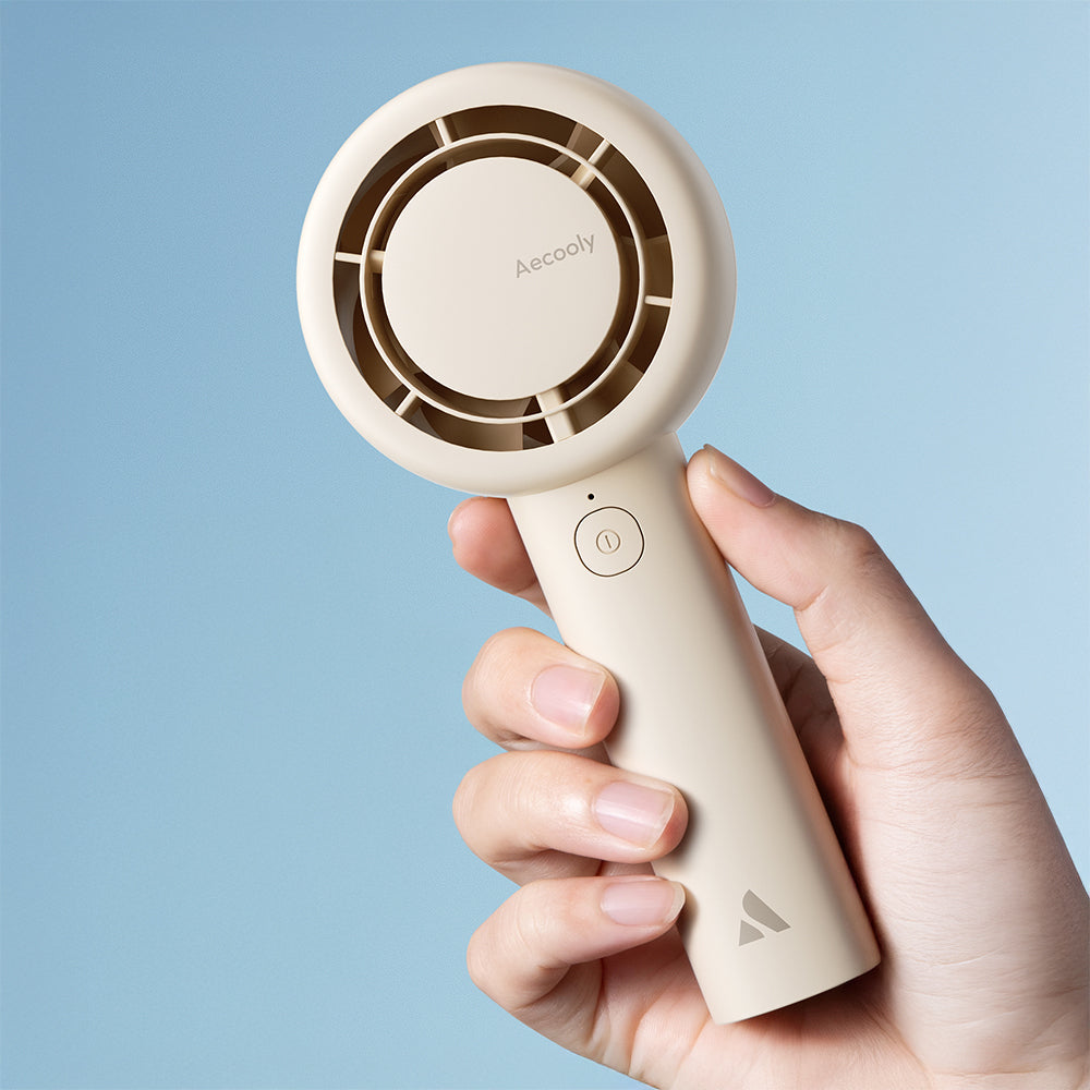 Aecooly PB01 İç Spiralli Çift Halka Hava Akışı Teknolojili 5 Kademeli Portatif Soğutucu El Fanı Bej