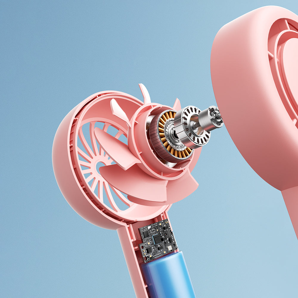 Aecooly PB01 İç Spiralli Çift Halka Hava Akışı Teknolojili 5 Kademeli Portatif Soğutucu El Fanı Siyah