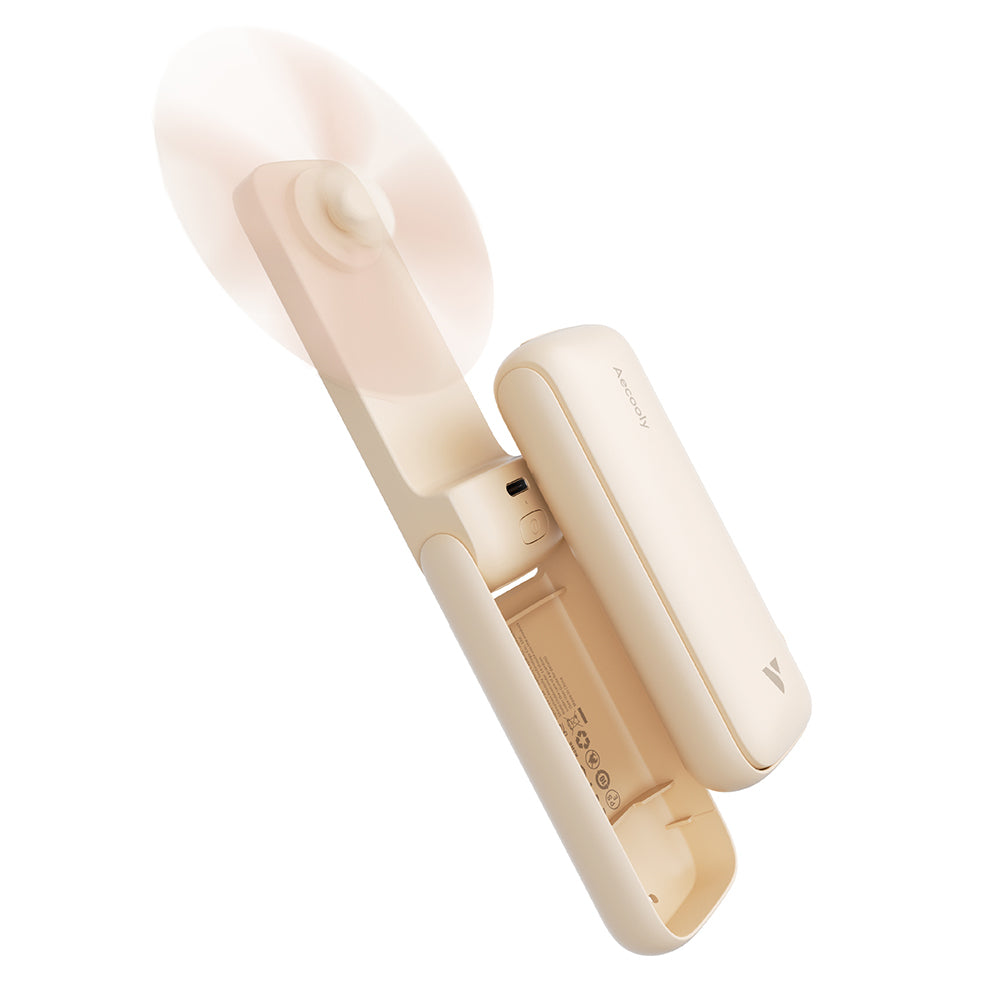 Aecooly PF01 Katlanabilen 3 Kademeli Portatif Soğutucu El Fanı Bej