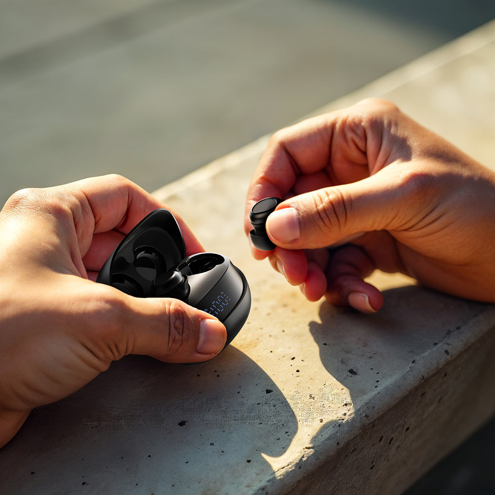 Amazingthing Amazsound Lite Dijital LED Göstergeli Kulak İçi Bluetooth Kulaklık v5.4 Siyah