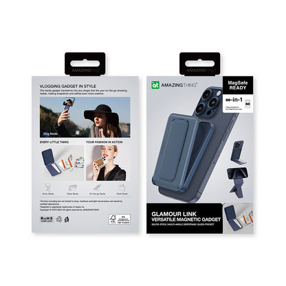 Amazingthing Glamour Link Fonksiyonel Çok Yönlü Grip Standlı Magnetik Kartlık Siyah
