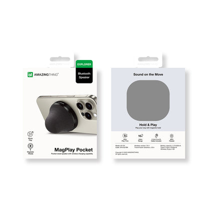 Amazingthing MagPlay Pocket Wireless Şarj Destekli Mini Bluetooth Speaker Hoparlör v5.4 Siyah