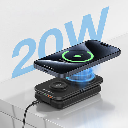 Amazingthing Thunder Pro Mag 6in1 PD22.5W Katlanabilir Standlı Kablosuz Powerbank 8000mAh Siyah