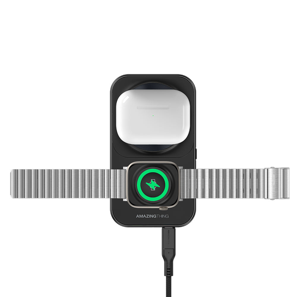 Amazingthing Thunder Pro Mag 6in1 PD22.5W Katlanabilir Standlı Kablosuz Powerbank 8000mAh Siyah