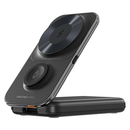 Amazingthing Thunder Pro Mag 6in1 PD22.5W Katlanabilir Standlı Kablosuz Powerbank 8000mAh Siyah