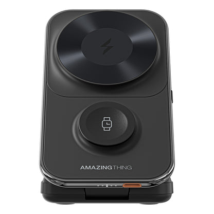 Amazingthing Thunder Pro Mag 6in1 PD22.5W Katlanabilir Standlı Kablosuz Powerbank 8000mAh Siyah