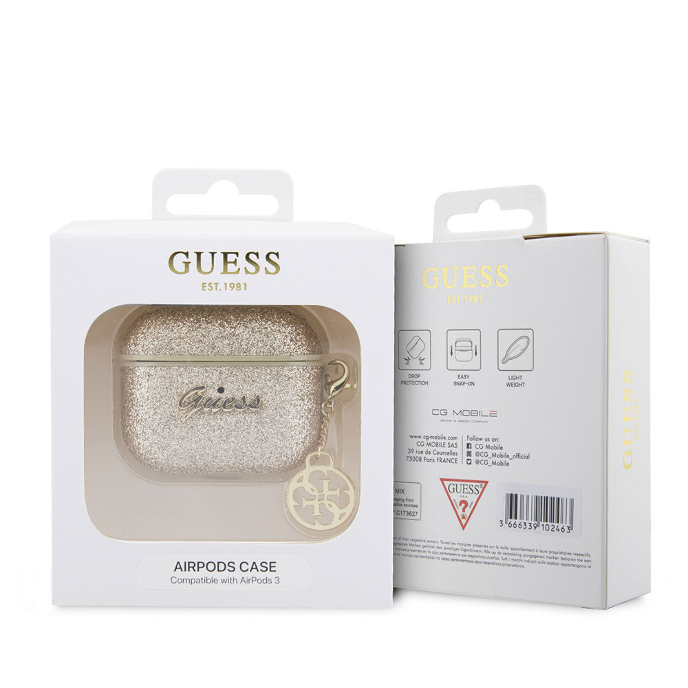 Apple Airpods 3. Nesil Kılıf GUESS Glitter 4G Charm Kapak Siyah