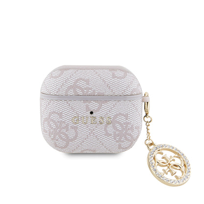 Apple Airpods 3. Nesil Kılıf Guess Orjinal Lisanslı 4G Desenli Taşlı 4G Süs Zincirli Kapak Siyah