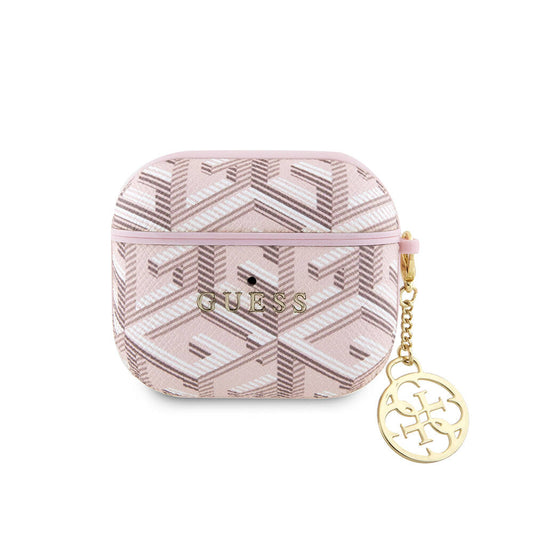 Apple Airpods 3. Nesil Kılıf Guess Orjinal Lisanslı G Cube Desenli 4G Süs Zincirli Kapak Pembe