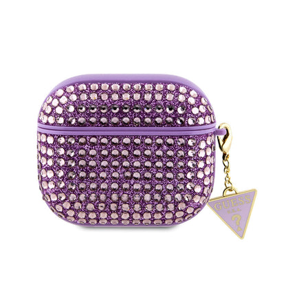 Apple Airpods 3. Nesil Kılıf Guess Orjinal Lisanslı Parıltılı Taş Kaplamalı Üçgen Logo Süs Zincirli Kapak Haki