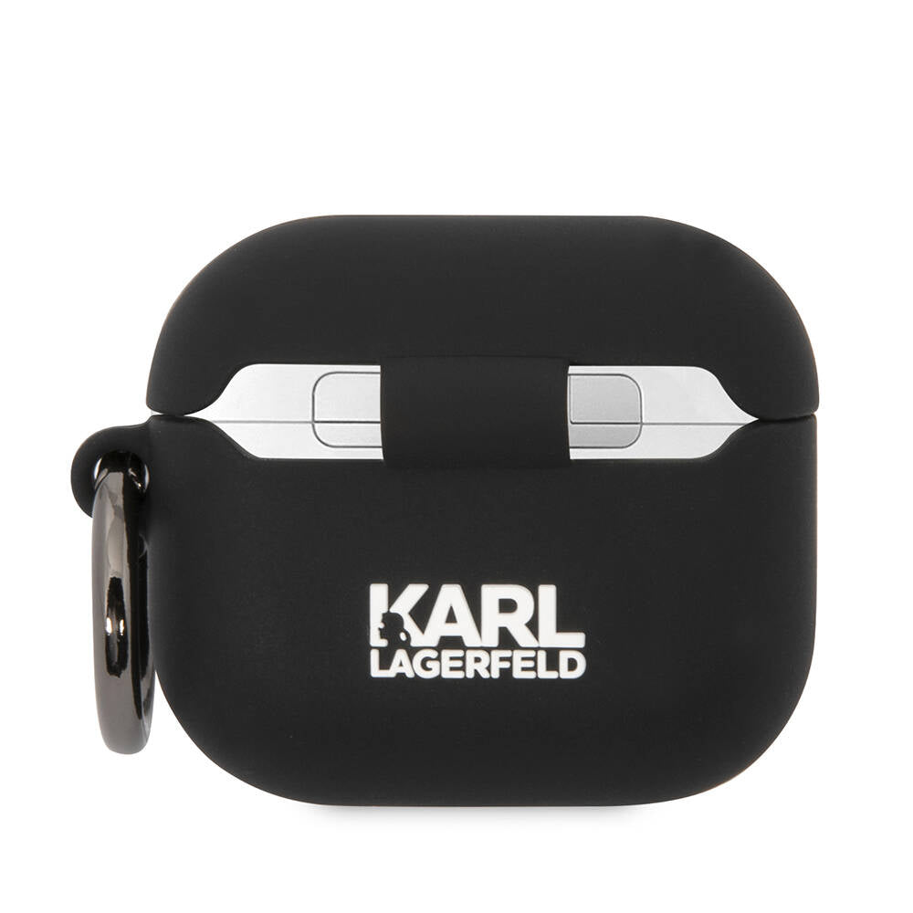 Apple Airpods 3. Nesil Kılıf Karl Lagerfeld Orjinal Lisanslı Karl 3D Silikon Kapak Siyah