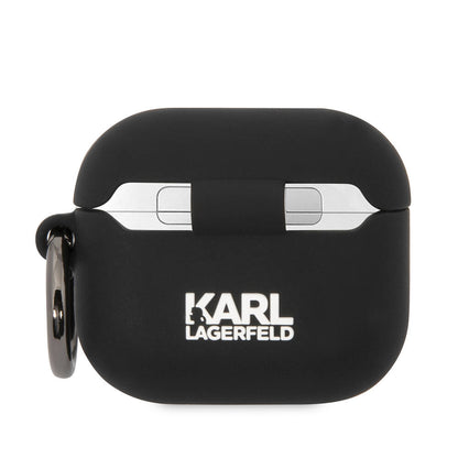 Apple Airpods 3. Nesil Kılıf Karl Lagerfeld Orjinal Lisanslı Karl & Choupette 3D Silikon Kapak Siyah