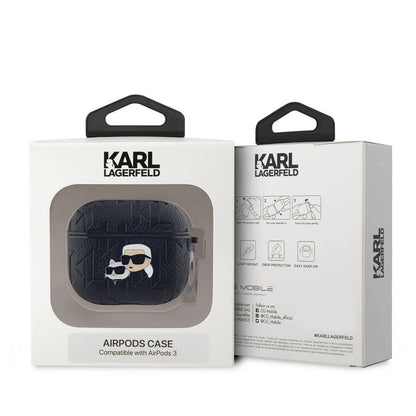Apple Airpods 3. Nesil Kılıf Karl Lagerfeld Orjinal Lisanslı Monogram Silikon Kapak Siyah