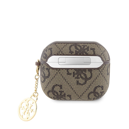 Apple Airpods 3.Nesil Kılıf Guess Orjinal Lisanslı PU Deri 4G Desenli 4G Sade Askılı Kılıf Pembe