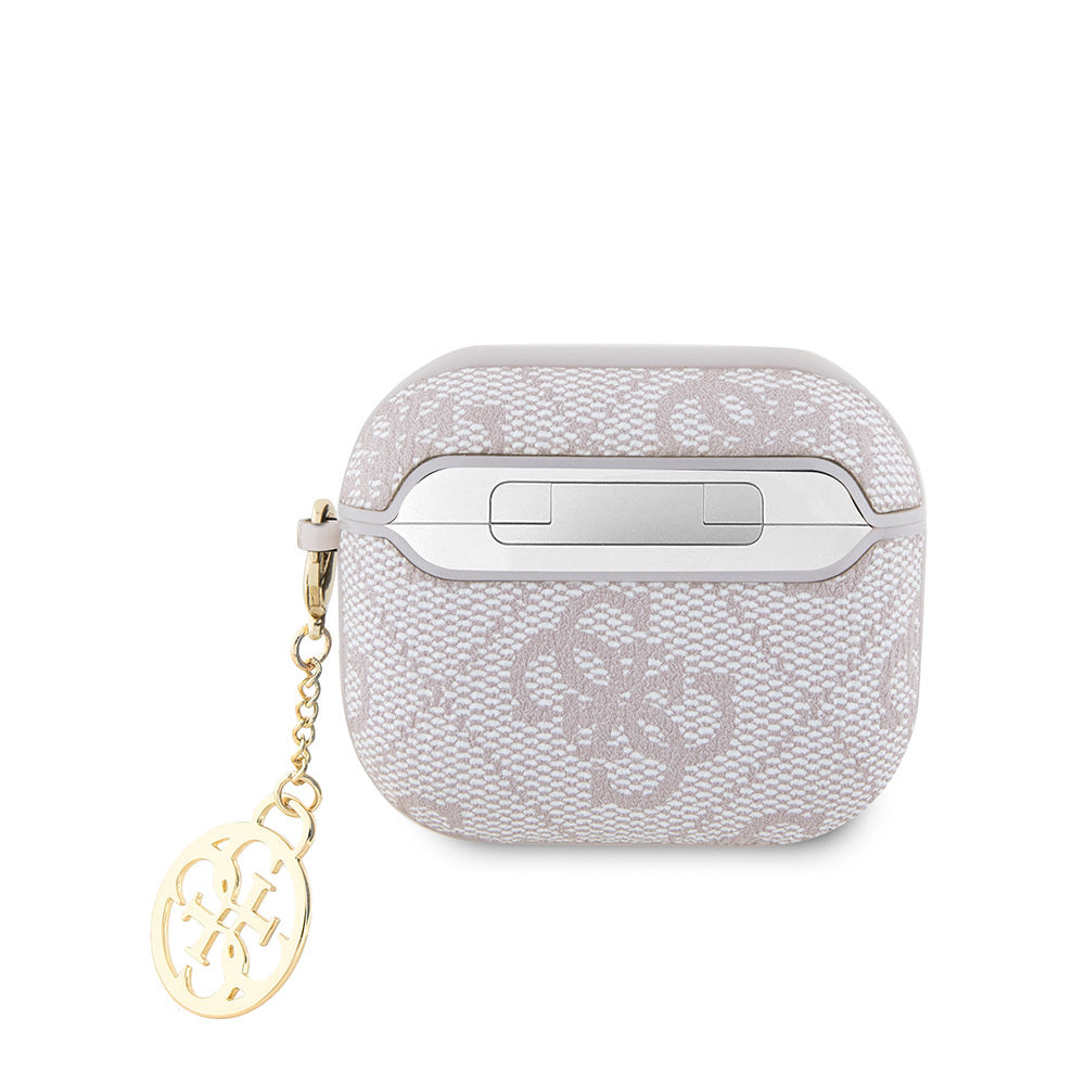 Apple Airpods 3.Nesil Kılıf Guess Orjinal Lisanslı PU Deri 4G Desenli 4G Sade Askılı Kılıf Siyah