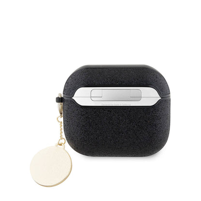 Apple Airpods 3.Nesil Kılıf Guess Orjinal Lisanslı PU Deri Mavi Beyaz Çizgili Metal Logolu Kapak Gold