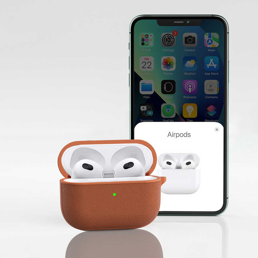 Apple Airpods 3.Nesil Kılıf Wiwu Calfskin Kılıf Siyah