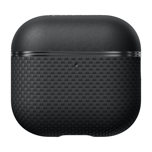 Apple Airpods 4 Kılıf 1500D Aramid Fiber Pitaka Ultra-Slim Classic Serisi Black-Grey Twill Kapak Siyah-Gri