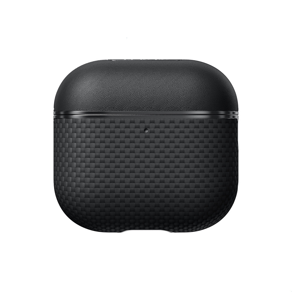 Apple Airpods 4 Kılıf 1500D Aramid Fiber Pitaka Ultra-Slim Classic Serisi Black-Grey Twill Kapak Siyah-Gri