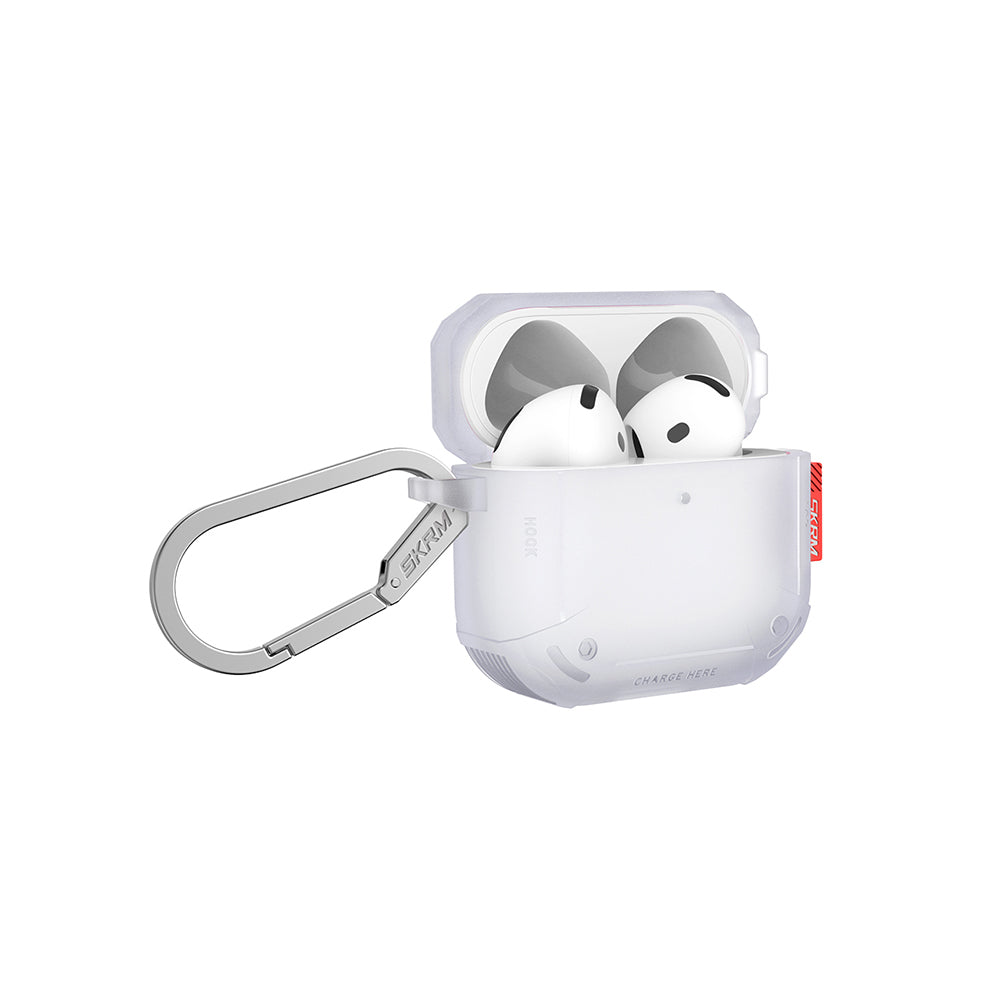 Apple Airpods 4 Kılıf Airbagli Yivli Köşe Tasarımlı 360 Derece Tam Koruma Skinarma Mecha CE Kılıf Siyah