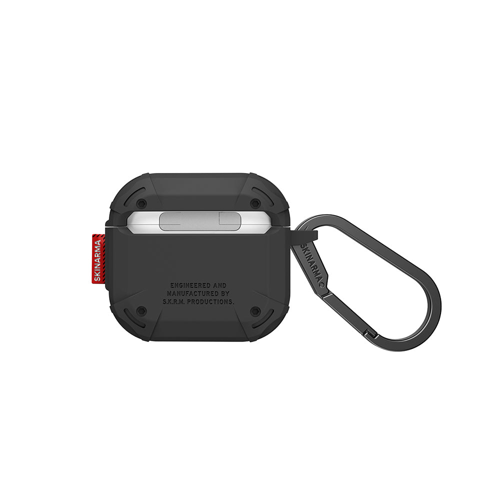 Apple Airpods 4 Kılıf Airbagli Yivli Köşe Tasarımlı 360 Derece Tam Koruma Skinarma Mecha CE Kılıf Füme