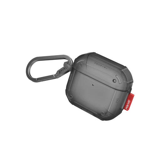 Apple Airpods 4 Kılıf Airbagli Yivli Köşe Tasarımlı 360 Derece Tam Koruma Skinarma Mecha CE Kılıf Füme