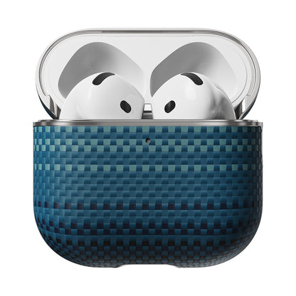 Apple Airpods 4 Kılıf Aramid Fiber Pitaka Tactile Woven Sunset-Moonrise Serisi Kapak Mavi