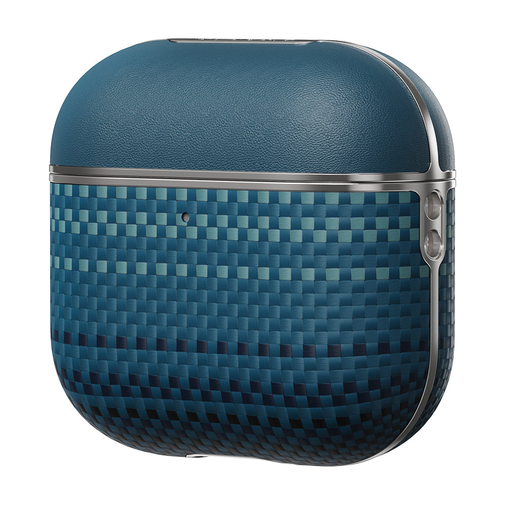 Apple Airpods 4 Kılıf Aramid Fiber Pitaka Tactile Woven Sunset-Moonrise Serisi Kapak Mavi