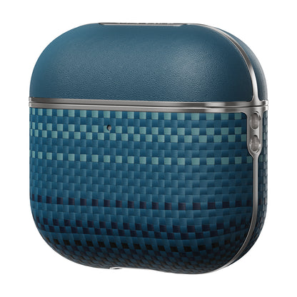 Apple Airpods 4 Kılıf Aramid Fiber Pitaka Tactile Woven Sunset-Moonrise Serisi Kapak Mavi