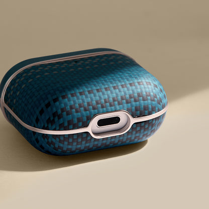 Apple Airpods 4 Kılıf Aramid Fiber Pitaka Tactile Woven Sunset-Moonrise Serisi Kapak Mavi