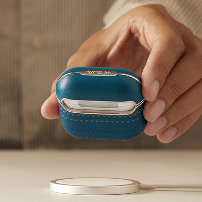 Apple Airpods 4 Kılıf Aramid Fiber Pitaka Tactile Woven Sunset-Moonrise Serisi Kapak Mavi