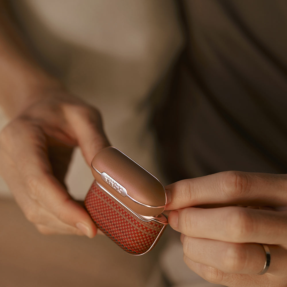 Apple Airpods 4 Kılıf Aramid Fiber Pitaka Tactile Woven Sunset-Moonrise Serisi Kapak Mavi