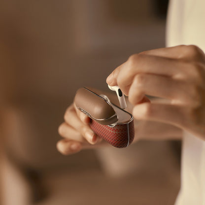 Apple Airpods 4 Kılıf Aramid Fiber Pitaka Tactile Woven Sunset-Moonrise Serisi Kapak Kahverengi