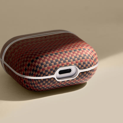 Apple Airpods 4 Kılıf Aramid Fiber Pitaka Tactile Woven Sunset-Moonrise Serisi Kapak Kahverengi