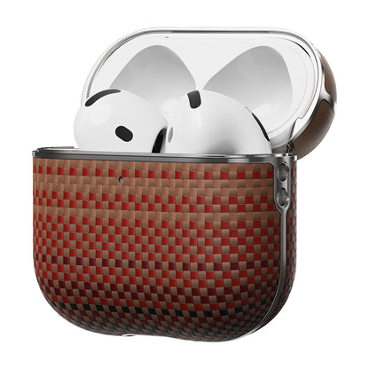 Apple Airpods 4 Kılıf Aramid Fiber Pitaka Tactile Woven Sunset-Moonrise Serisi Kapak Kahverengi