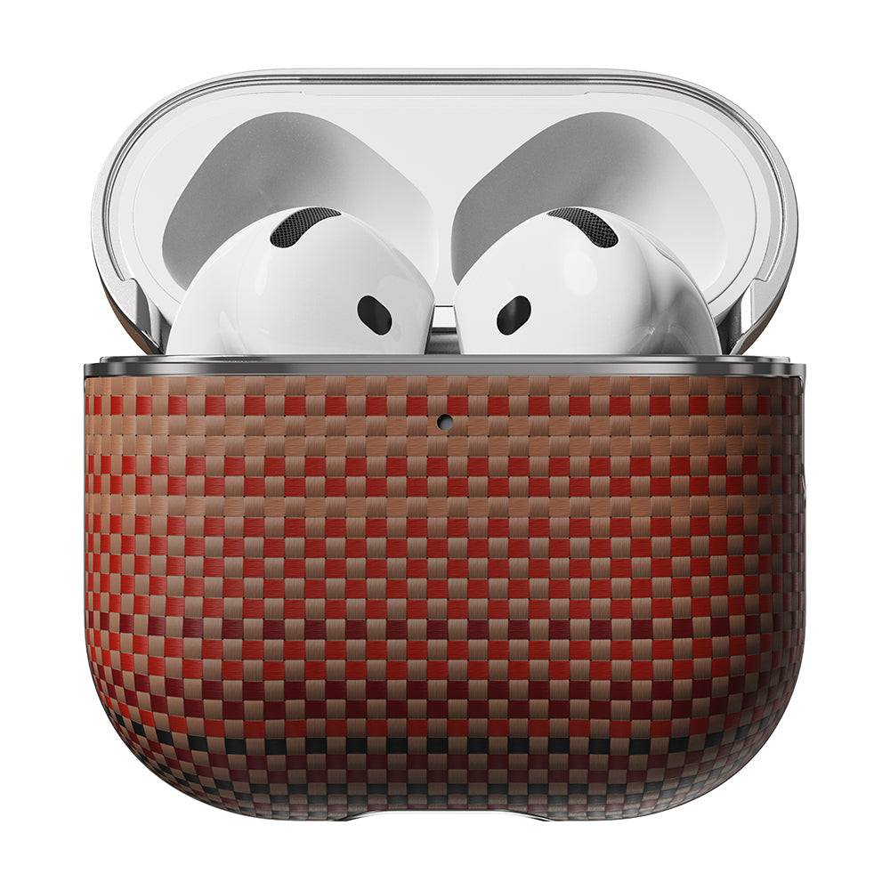 Apple Airpods 4 Kılıf Aramid Fiber Pitaka Tactile Woven Sunset-Moonrise Serisi Kapak Kahverengi