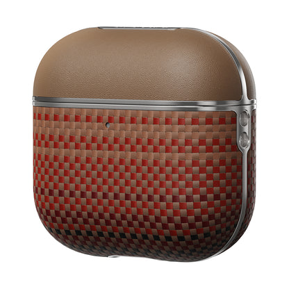 Apple Airpods 4 Kılıf Aramid Fiber Pitaka Tactile Woven Sunset-Moonrise Serisi Kapak Kahverengi