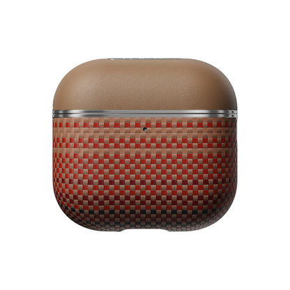 Apple Airpods 4 Kılıf Aramid Fiber Pitaka Tactile Woven Sunset-Moonrise Serisi Kapak Kahverengi
