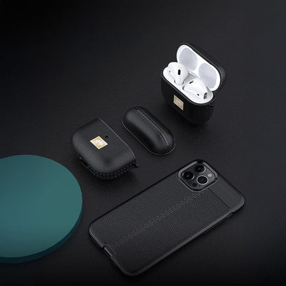 Apple Airpods 4 Kılıf Deri Görünümlü Askı Aparatlı Wlons Kılıf Lacivert